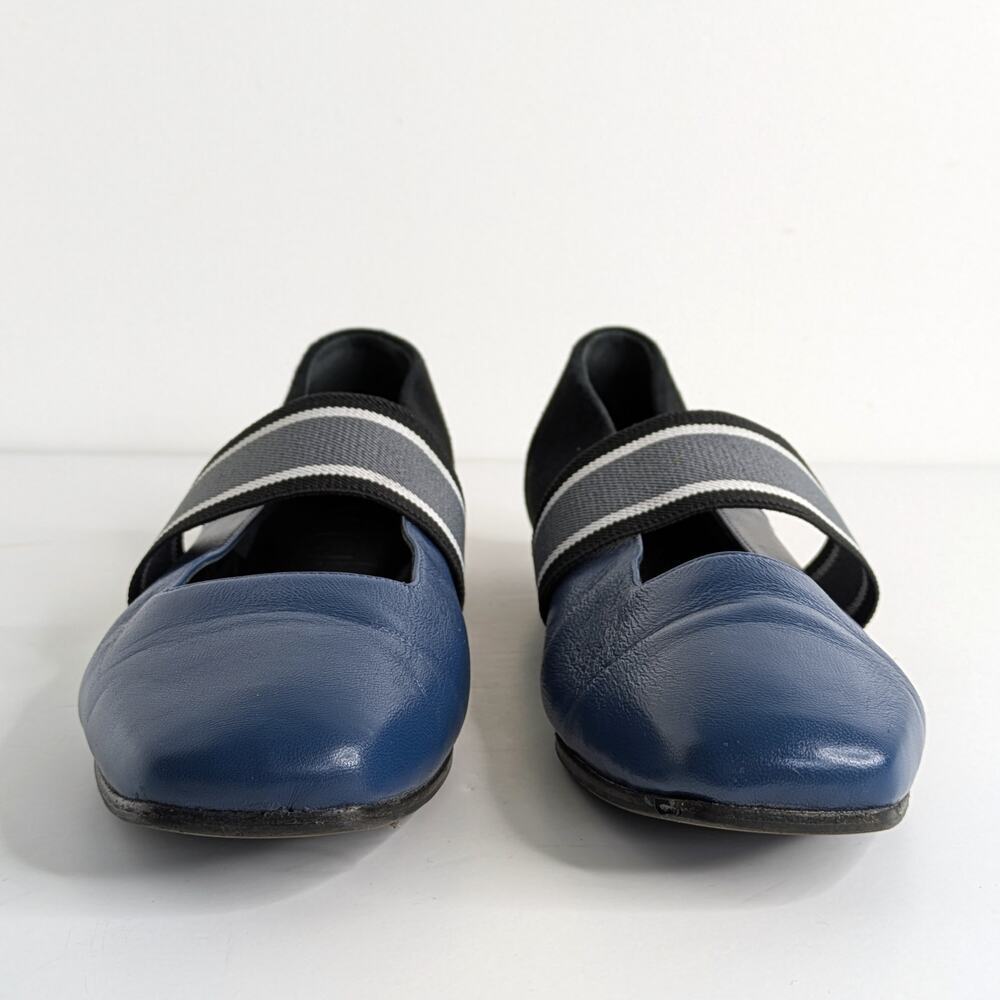 M. Gemi Ballare Mary Jane Flats 39 Blue Leather Black Suede Made in Italy 8.5 - Picture 4 of 12